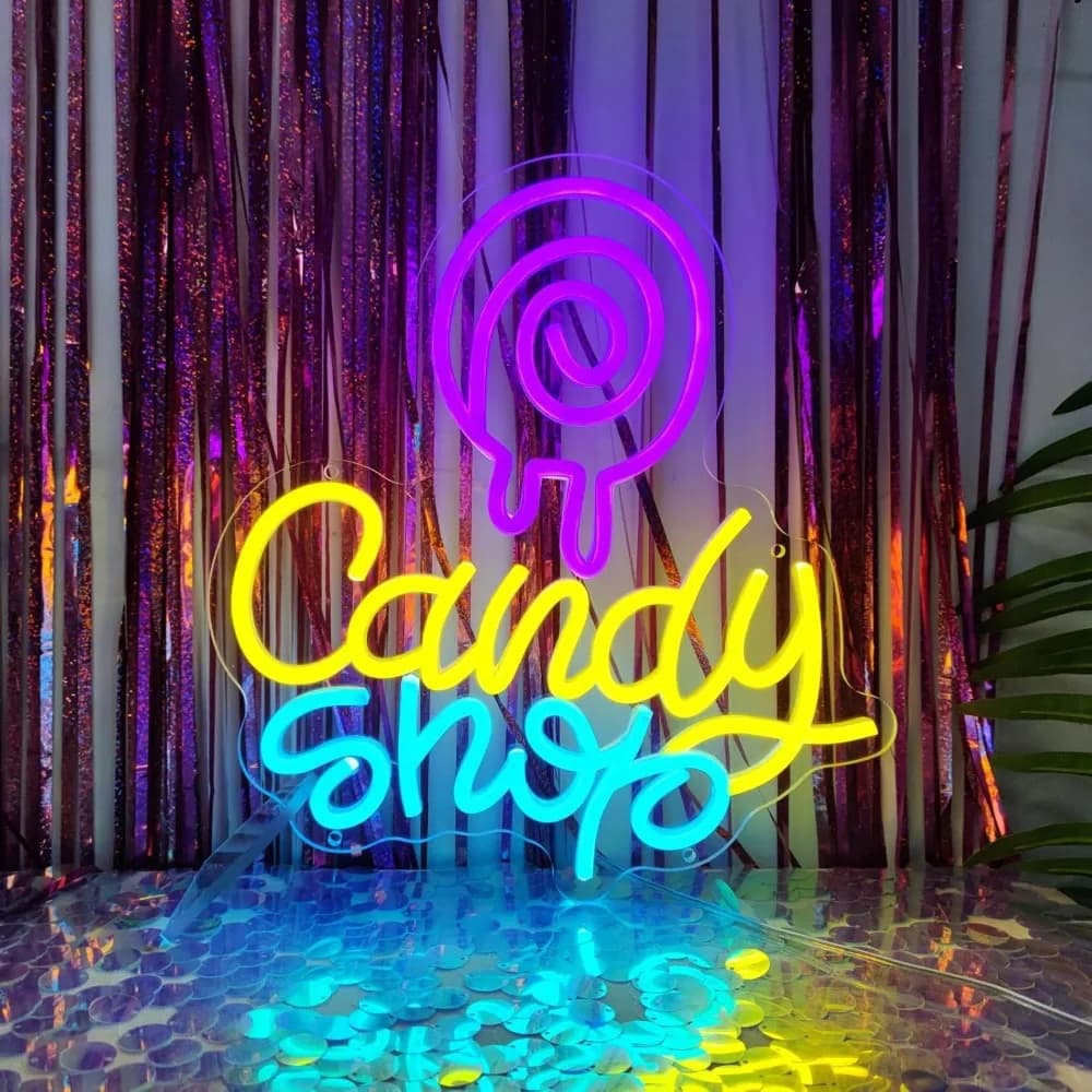 Insegna al Neon LED a Forma di Caramella e Ciliegia, Decorazione da Parete, Luce al Neon per Negozio di Caramelle, Bar Dolciario, Camera da Letto, Decorazione per Feste