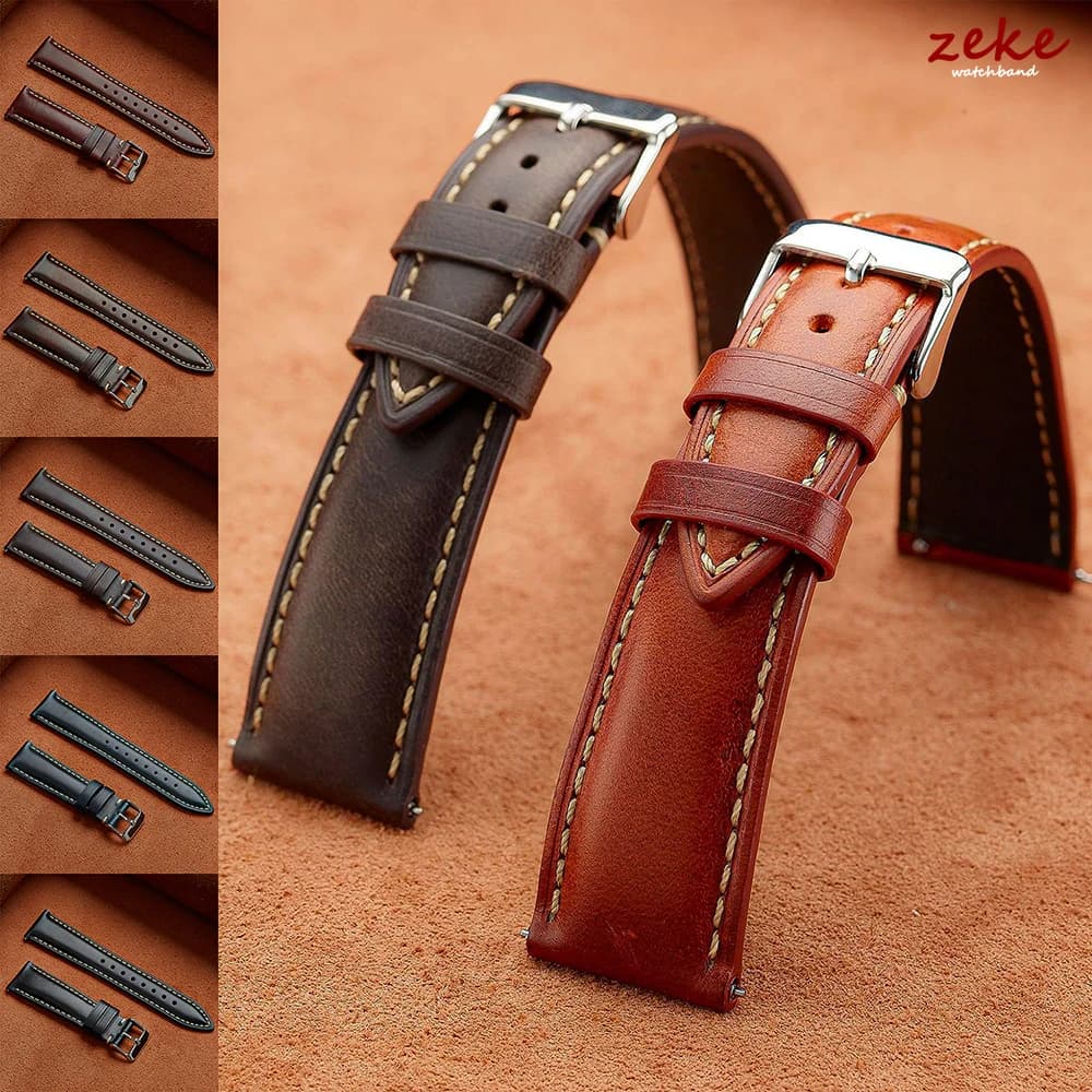 18mm 19mm 20mm 21mm 22mm per Omega cinturino per orologio in pelle cerata olio vintage marrone fibbia ad ardiglione strato di testa cinturino in pelle bovina accessori