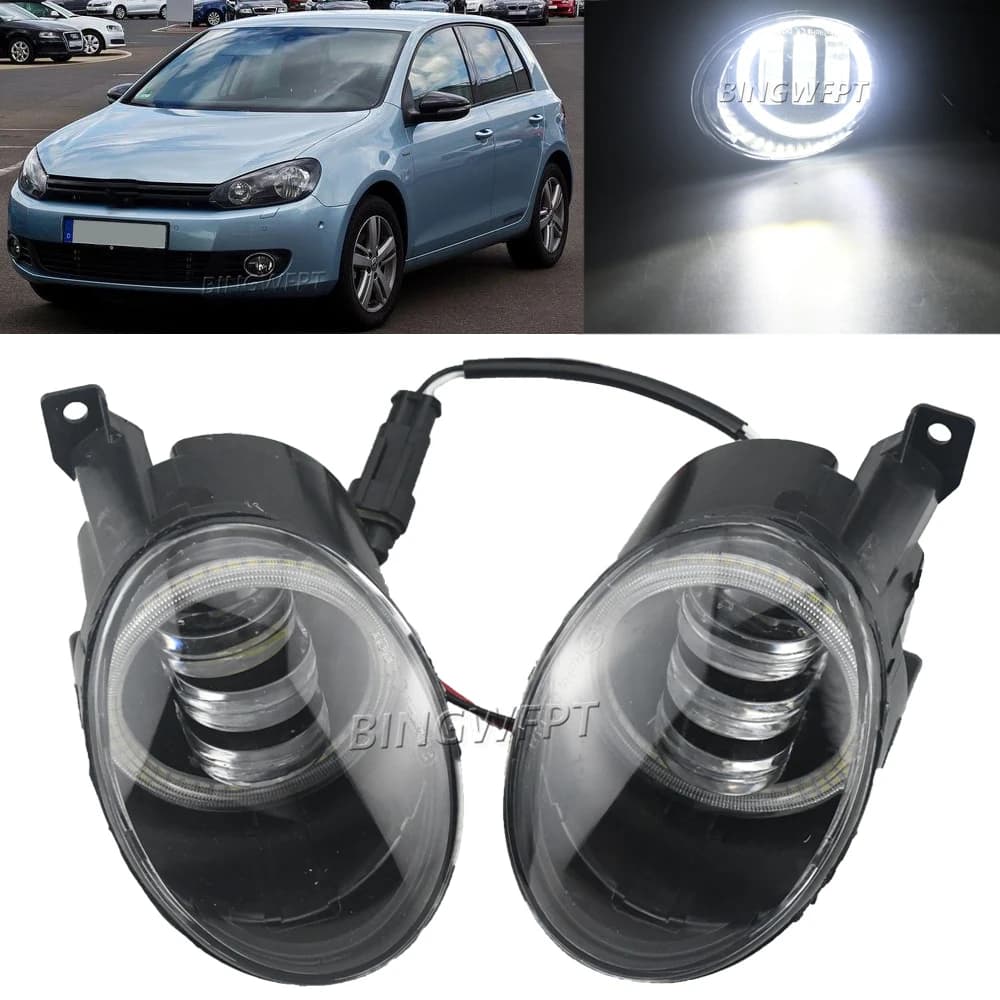 2 pz DRL per VW Golf MK6 2009 2010 2011 2012 2013 Angel Eye fendinebbia auto LED lente fendinebbia