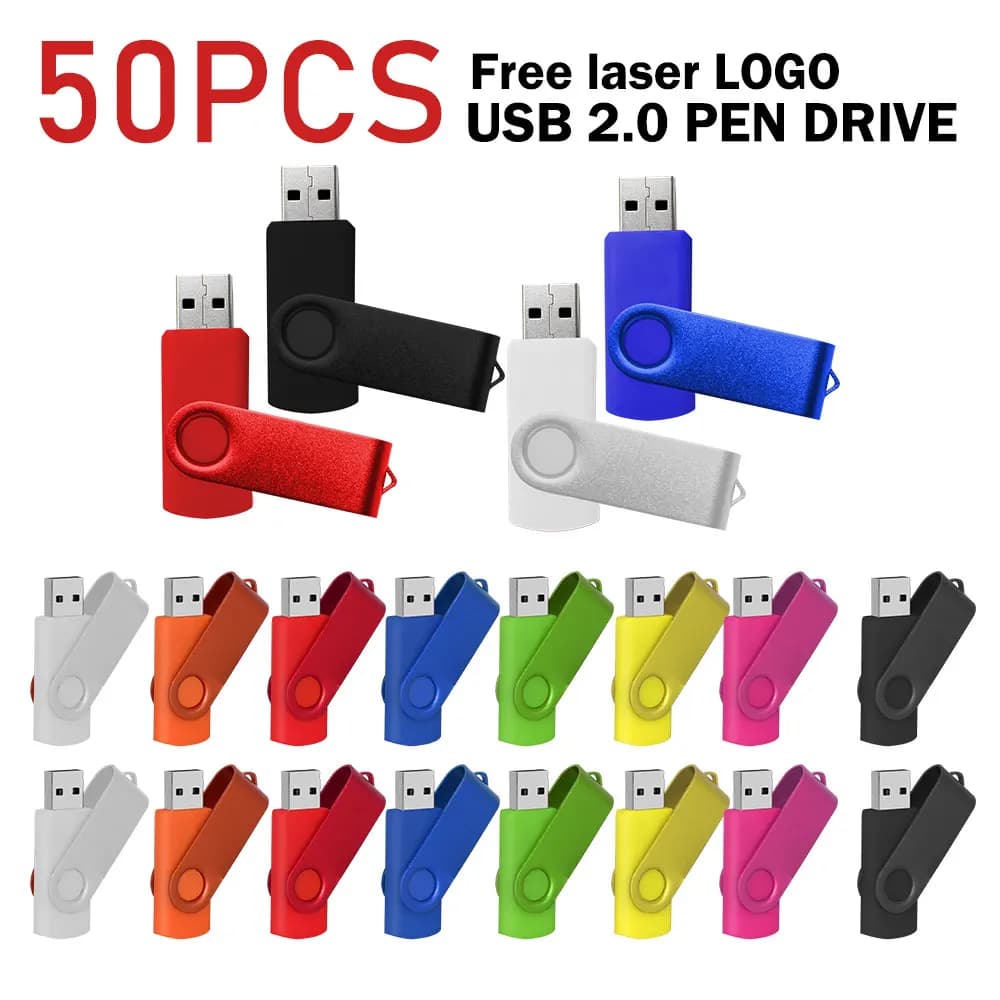 50 Pezzi/Lotto All'Ingrosso Chiavette USB 2.0 Personalizzabili con LOGO Economiche Pen Drive 16GB 32GB 64GB 128GB
