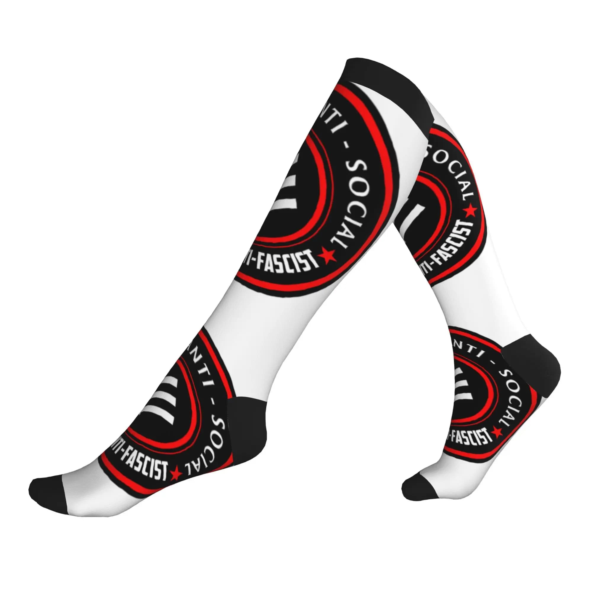 Calzini Antifascisti Stampati alla Moda per Donne e Uomini, Calze Elastiche Sportive a Compressione per Estate, Autunno e Inverno