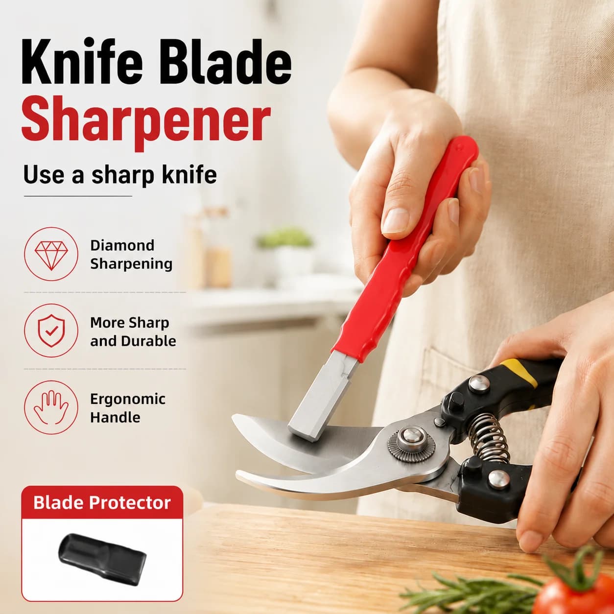 Professional Kitchen Knife Sharpener, Tungsten Stone Sharpener, Diamond and Ceramic for All Blades, Included Garden Scissors