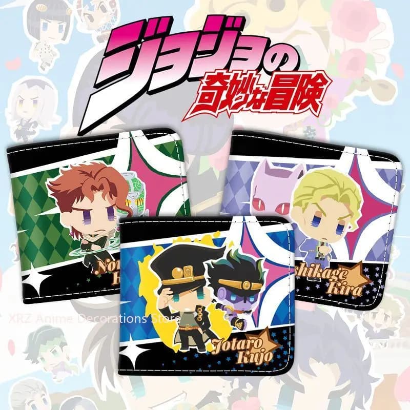 JoJo's Bizarre Adventure Kujo Jotaro Men Wallet Samll Bifold Design Casual Thin Slim Wallets Card Holder Male Purse Money Clip