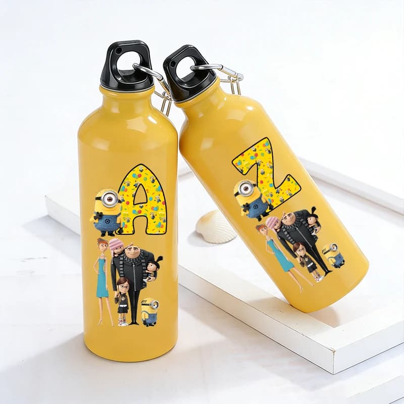 500ML Minionses Water Cup Woman Man Leak Proof Water Bottle Anime Cartoon Aluminum Large Capacity Sports Bottles Gym Jugs Gift
