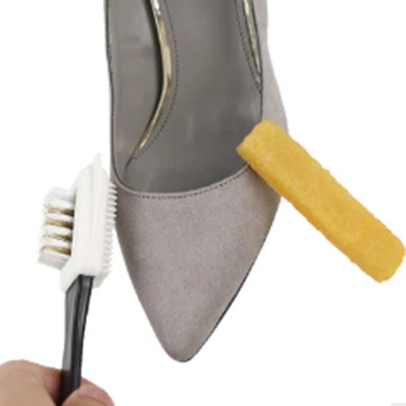 2 pz/set detergente per macchie in pelle spazzola per scarpe in pelle scamosciata 3 spazzola per la pulizia laterale gomma in gomma nera a forma di S scarpe per la pulizia delle scarpe