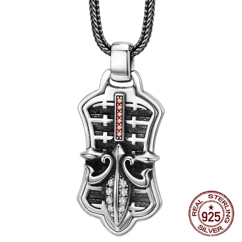 Ciondolo in argento sterling S925 dal design trendy, ancora di barca retrò, stile vintage, diamante creativo tridimensionale