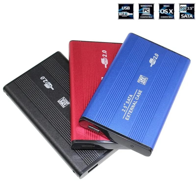 Custodia esterna per HDD da 2,5 pollici Scatola di immagazzinaggio esterna in metallo per disco rigido SATA a USB 2.0 con cavo USB