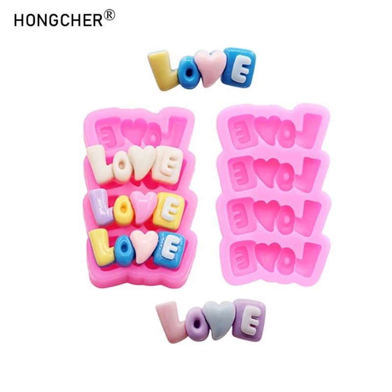Stampo in silicone con lettere d'AMORE, custodia per telefono fai da te, accessori per capelli, copricapo, accessori in resina, stampi per decorazione tazza d'acqua per frigorifero