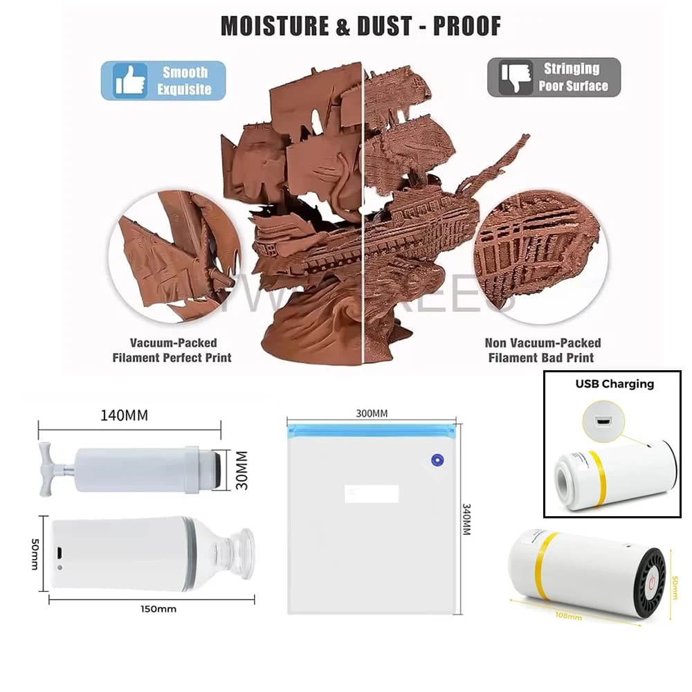 3D Printer Filament Storage Vacuum Bags ABS PLA TPU Humidity Resistant Filament Dryer Safekeeping For 3D Printer Parts
