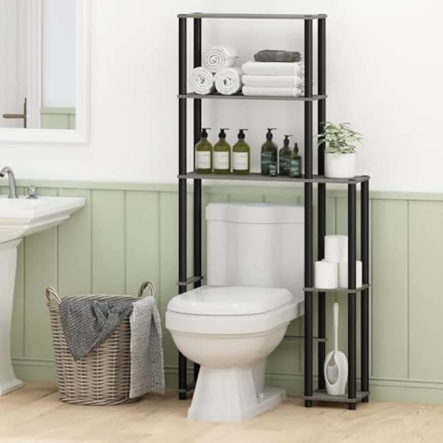 Organizzatore da bagno salvaspazio a 5 ripiani, da posizionare sopra il WC, scaffale autoportante per il bagno
