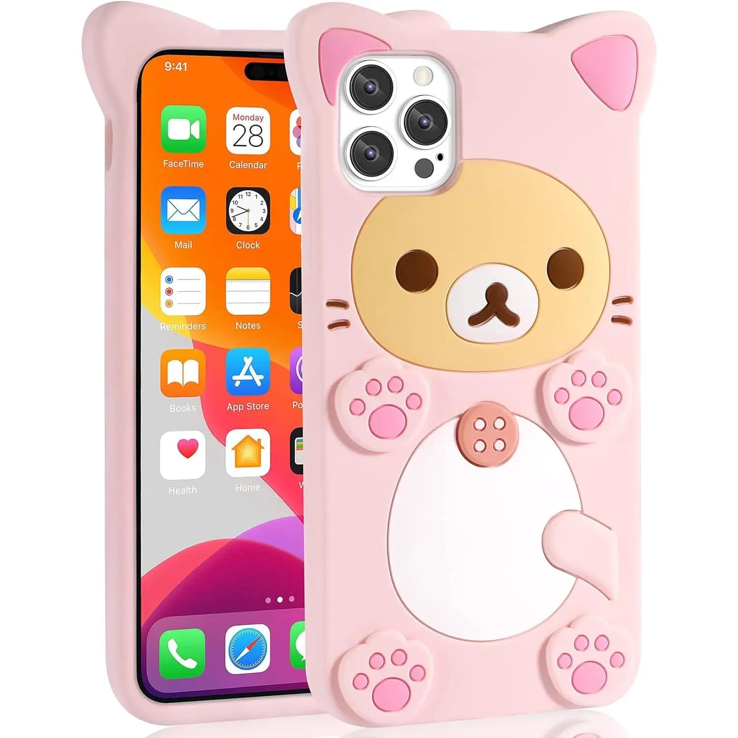 Per iPhone 16 15 14 13 12 11 Pro Max Xs XR 6 7 8 Custodia morbida in silicone Rilakkuma Cat Bear