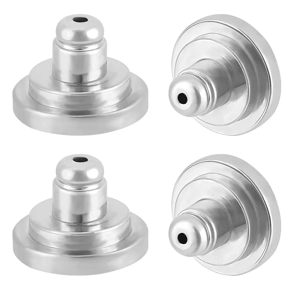 8Pcs Brass Ear Nuts Earring Backs Real Platinum Plated 10x7mm Hole: 0.8mm