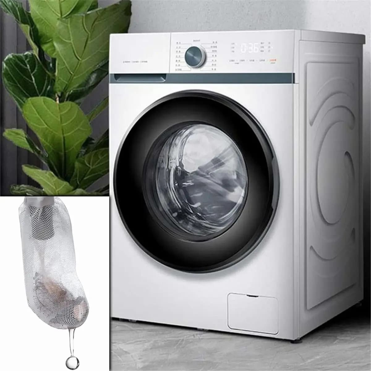 Set di raccoglitore di pelucchi e fascette per lavatrici, include 16 raccoglitore di pelucchi in rete di nylon e 48 fascette