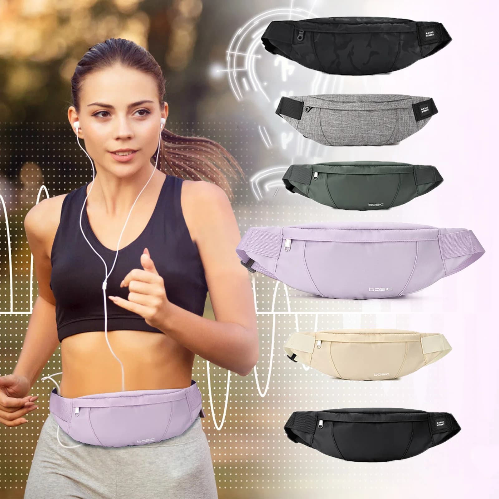Fashionable Running Waist Waterproof Sports Waist Cell Phone Case Cycling Bag Man Woman Waist Gym Jogging Ba
