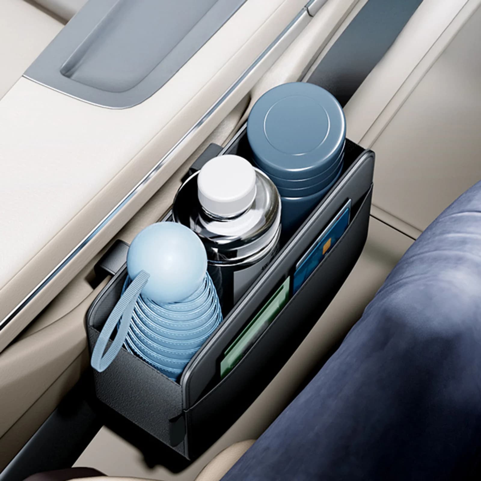 Tasca per auto Supporto laterale per sedile Borsa multifunzionale per carte e biglietti per bottiglie d'acqua Giornalieri