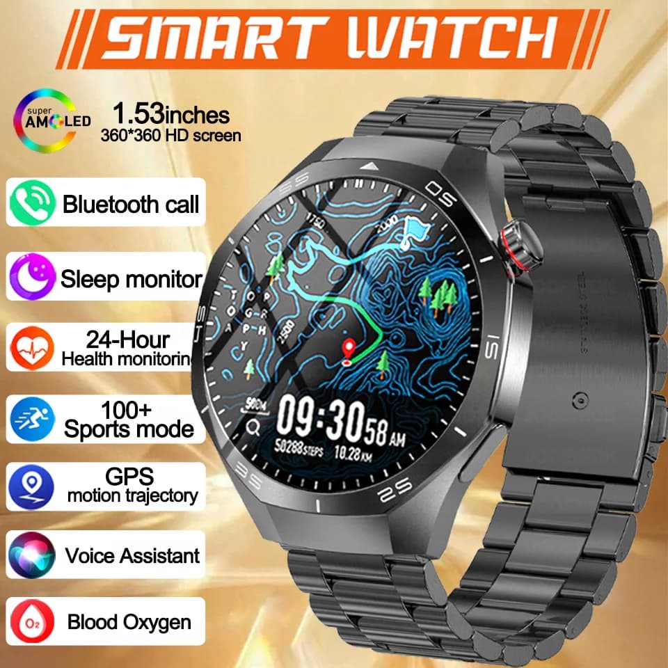Outdoor Sports Smartwatch Men Bluetooth Call NFC Heart Rate Waterproof Message Alert Music Weather Smartwatch For Android iOS