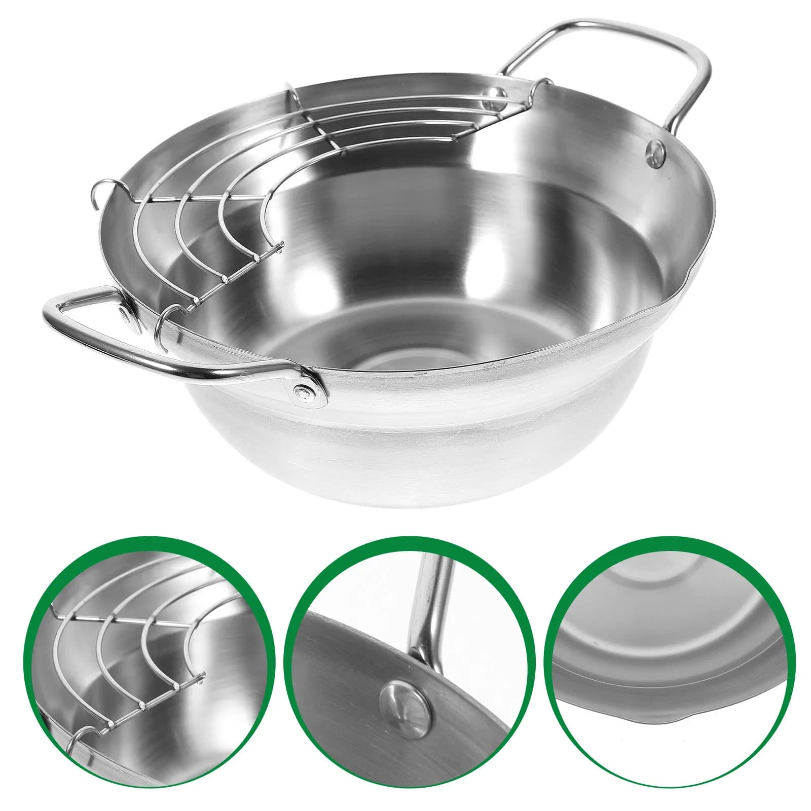 1 japanese style hardening fryer, mini non-stick fryer for domestic kitchen, stainless steel pan, portable and drainable