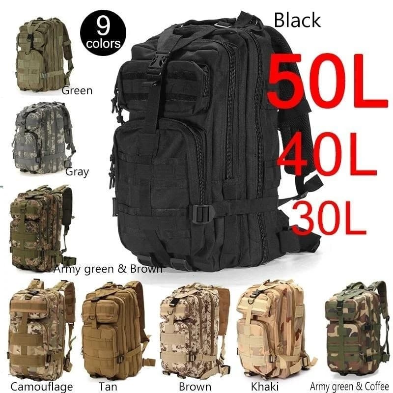 Zaino militare impermeabile in nylon 30L/40L/50L 1000D Borsa sportiva (9 colori tra cui scegliere) CR6