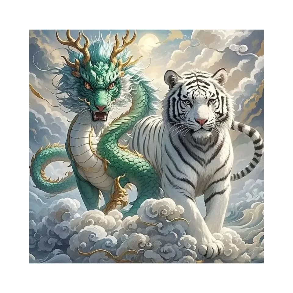 Pittura Diamante Fai da Te Tigre Animale Adatta per Principianti Mosaico Diamante Cartone Animato Drago Ricamo Hobby per Bambini