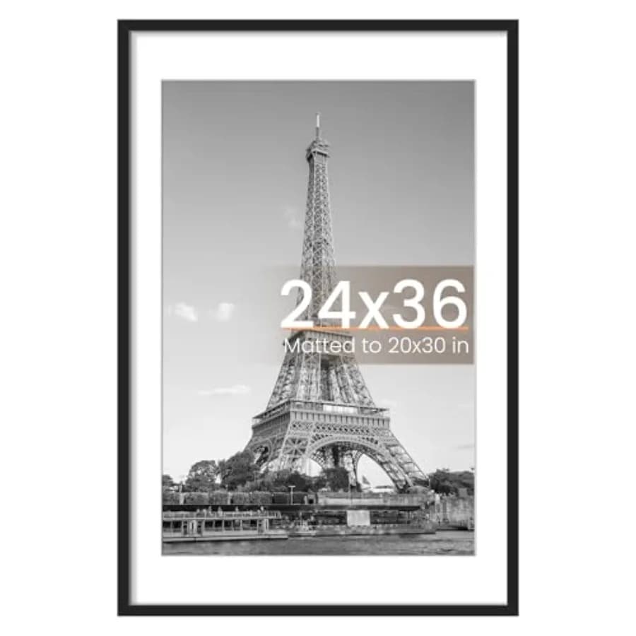 Cornice per Poster 24x36, Espositore per Immagini 20x30 con Passepartout o 24x36 Senza Cornice, Cornici da Parete, Confezione da 1