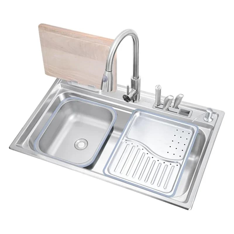 78*48 CM Single Kitchen Washer Stainless Steel Bowl 304 with Multipurpose Silver Tail Faucet Workstation Kitchen sink