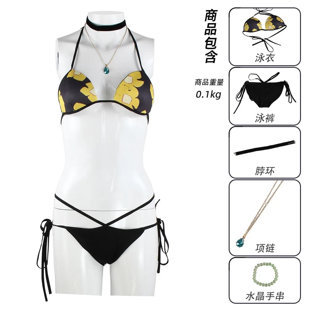 2 Styles Women Anime Style Bikini Swimsuit, Retro Halter Neck Bathing Suit Summer Beach Party Cos Outfit