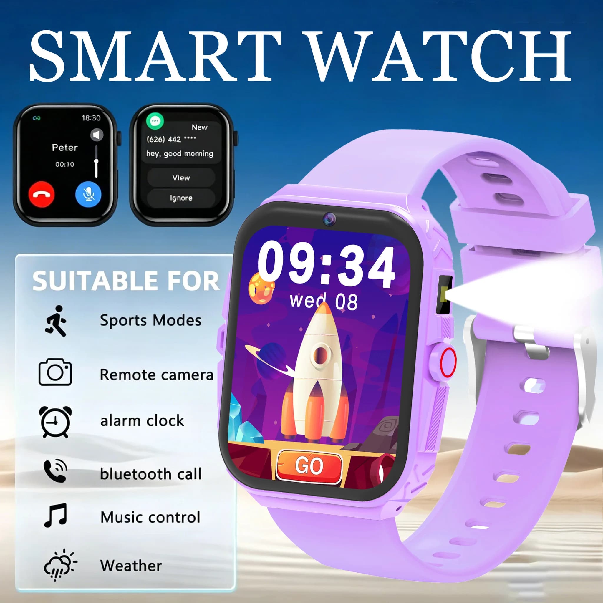 Nuovo Smartwatch 2025 per Bambini con Schermo Touch HD, Fotocamera, 18 Giochi, Monitoraggio del Sonno, Sveglia, Calcolatrice, Regalo di Compleanno per Ragazzi e Ragazze