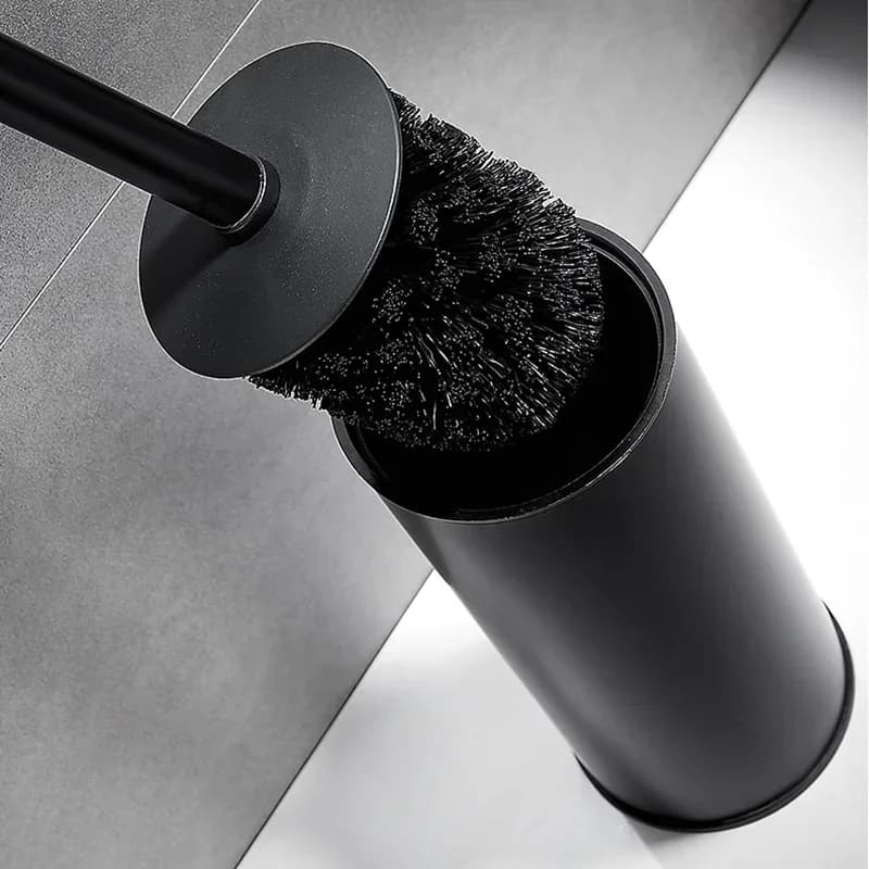 Set porta scopino per wc in acciaio inossidabile strumento per la pulizia quadrato nero scopino per wc verticale durevole accessori per la pulizia del bagno