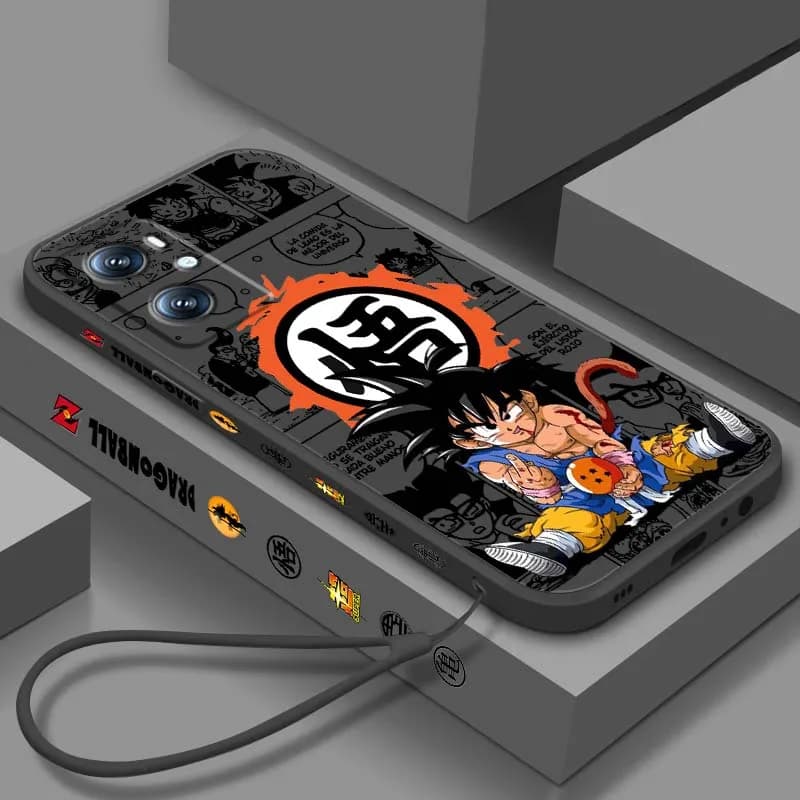 Phone case with Dragon Ball characters for OPPO Find X5 A5 A6 A80 A60 A40 A3 A98 A96 A94 A76 A74 A73 A16 with liquid cord