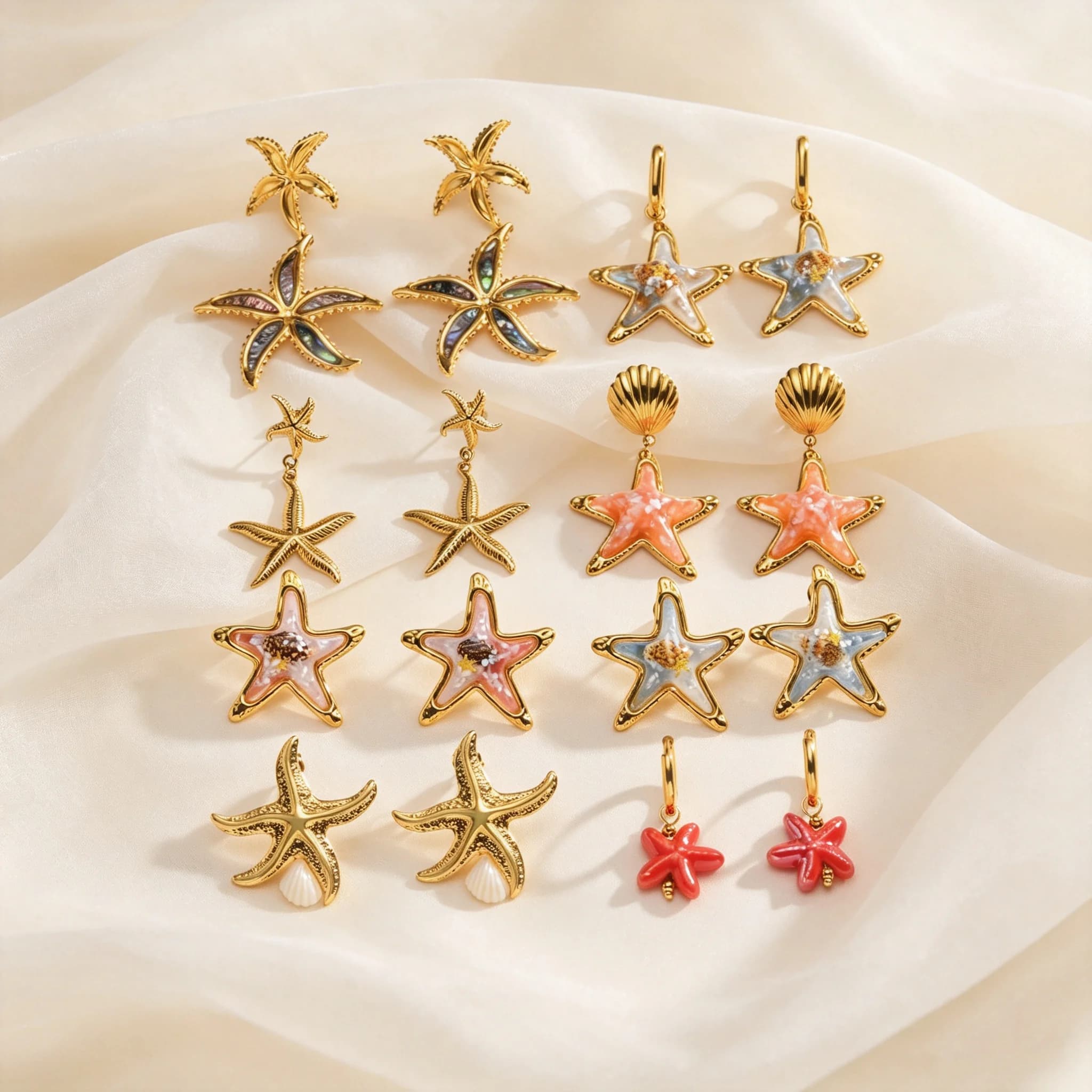 Women's Fashion Starfish Dangle Earrings, Beach Vacation Style Stainless Steel Earrings, Summer Ocean Daily Jewelry Gift