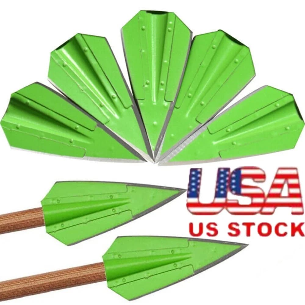 Punte per Frecce Broadhead 12 Pezzi 115 Grani in Acciaio Legato Resistente alla Corrosione, Punte da Caccia per Frecce in Legno, Bambù e Carbonio con Diametro Esterno 8mm, Accessori per Tiro con l'Arco e Pratica di Tiro all'Aperto