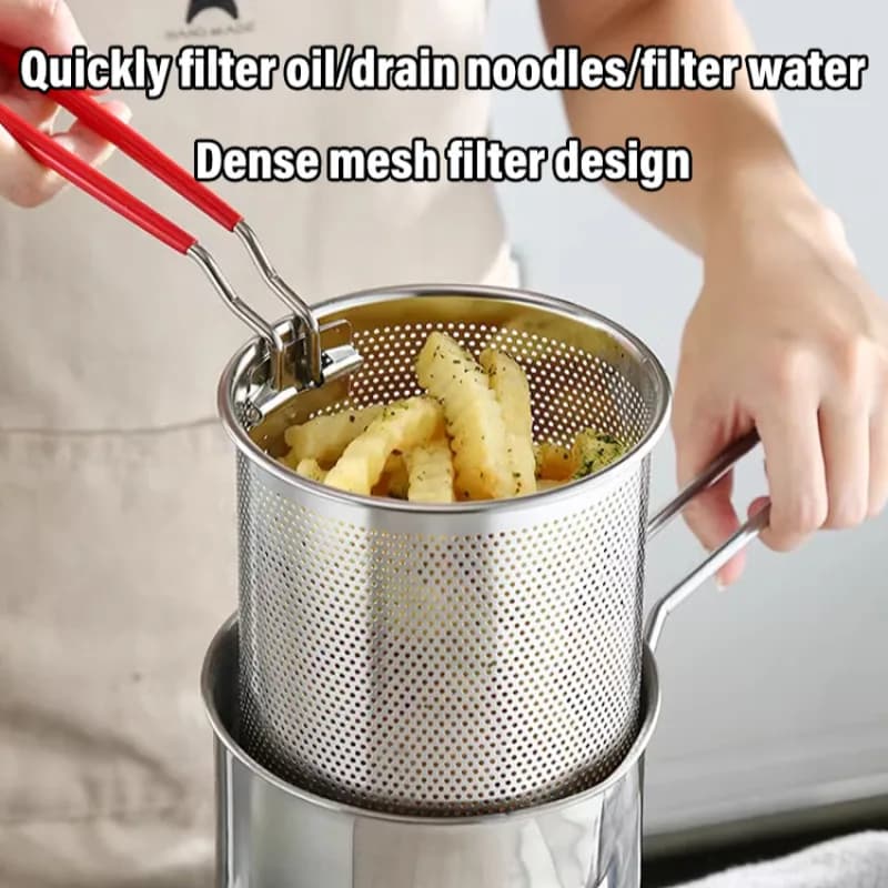 304 Stainless Steel Basket Fried Colino Filter Oil Hot Pasta Cutlery Chicken Fried French Knit Setaccio Skimmer Kitchen Tool