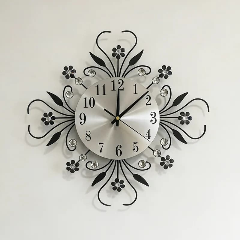 Orologio da parete in ferro battuto di piccole dimensioni, stile moderno e silenzioso, per soggiorno e casa, ideale per l'Internet.