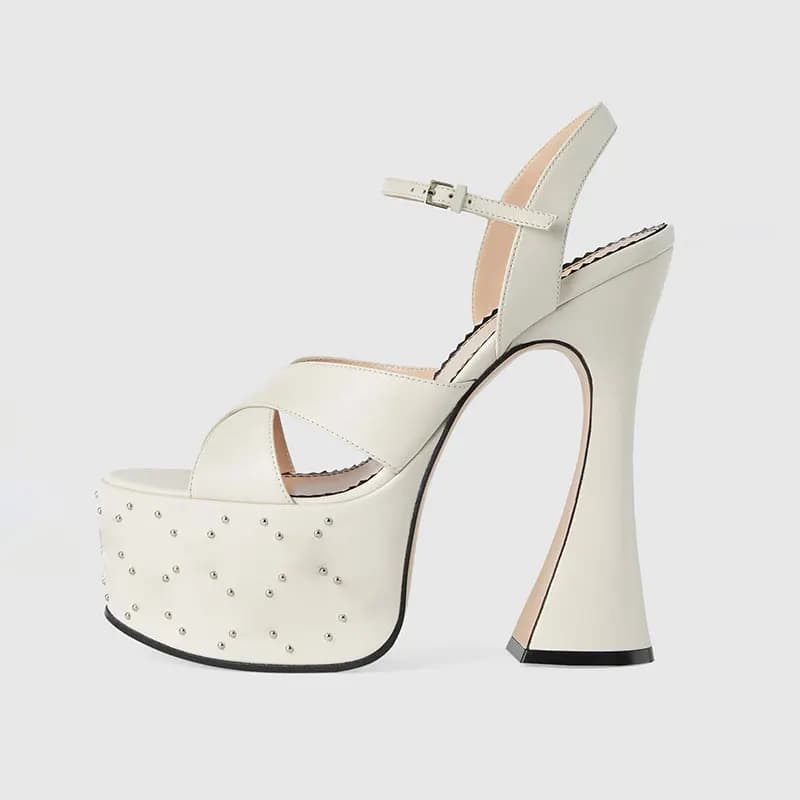 Sandali con tacco alto con fibbia nera bianca alla moda estate donna Sexy piattaforma impermeabile Nightclub Racing scarpe da donna 34-43