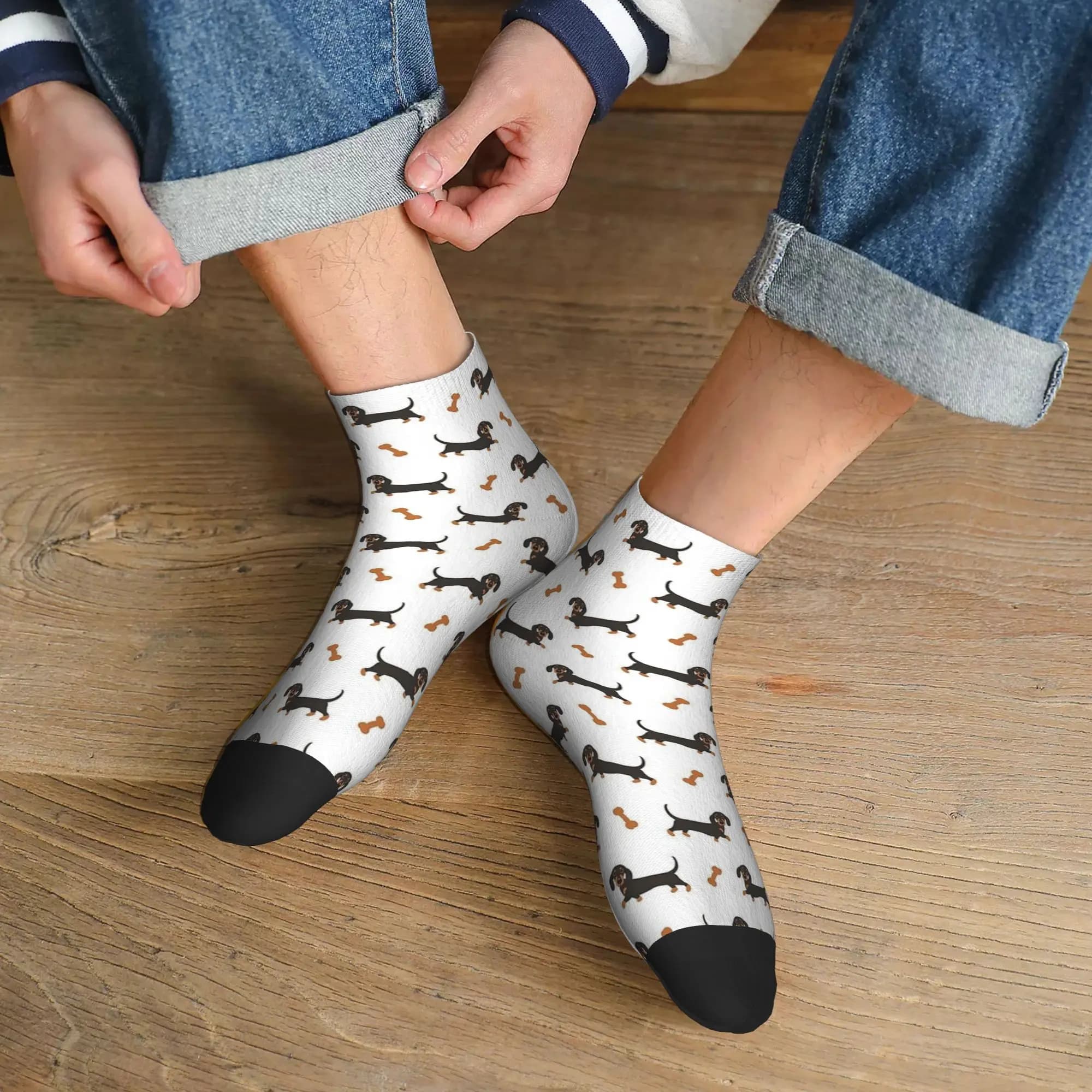 Calzini per cani con salsiccia bassotto nero e marrone chiaro per tutte le stagioni Calzini super morbidi Harajuku Calze alla moda per uomo Donna Regali