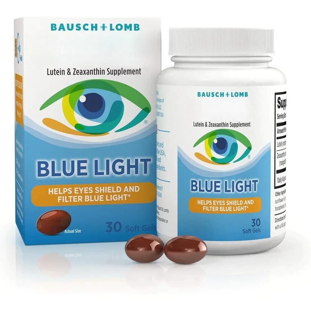 Supplement of vitamins and minerals for eyes with zinc, vitamins C and E, Omega 3, lutein, zeaxanthin, 30 soft capsules