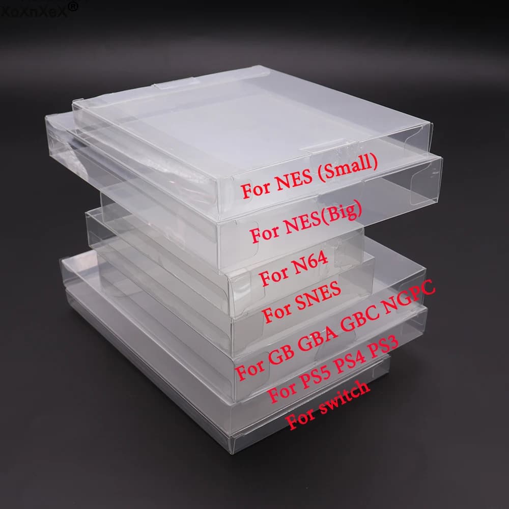 1PCS Trasparente Trasparente Cartuccia di Gioco Box Custodia CIB Giochi di Plastica PET Protezione per N64 NES SNES PS5 per GB GBA GBC NGPC Switch