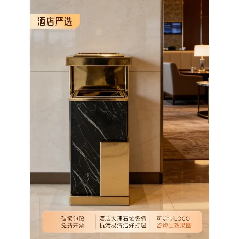 Hotel lobby special marble trash can ashtray stainless steel lobby public corridor elevator entrance high-end