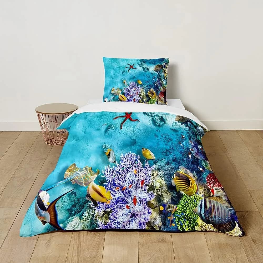 Shark Sea World Duvet Cover Pillowcase Nemo Bedding Set Adult Boy Girl Bedroom Decoration Children Single Double Large Size