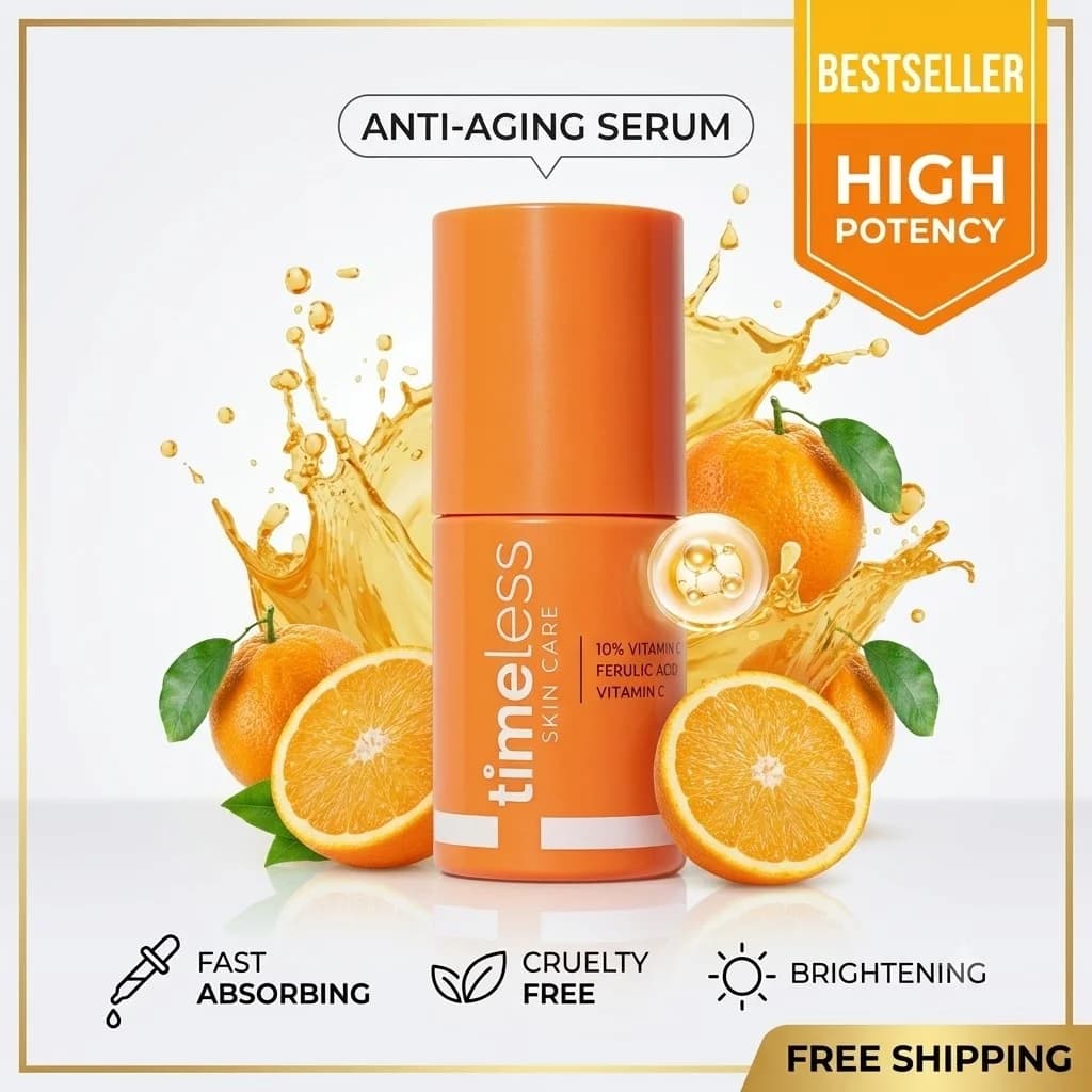 Timeless 30ml Vitamin C 10% Ferulic Acid Vitamin E Face Serum Antioxidant Whitening Brightening Dark Spot Anti Aging Moisturizer