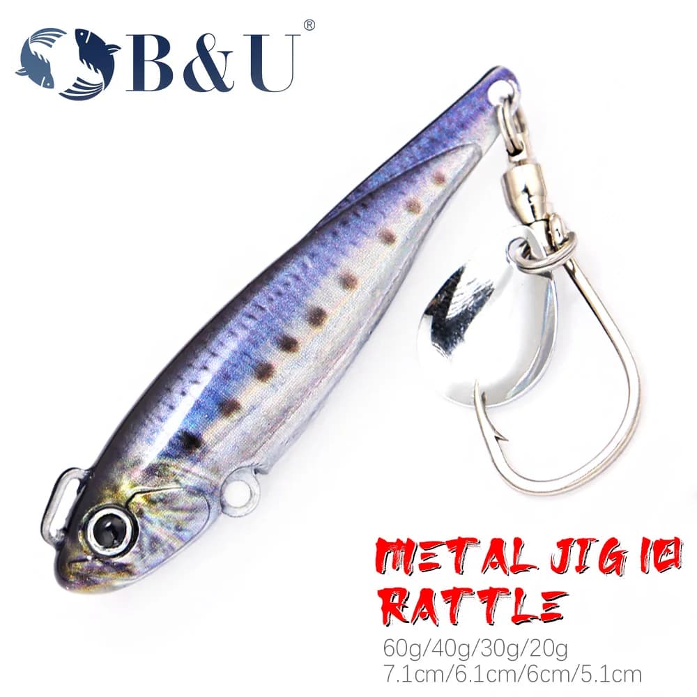 B&U Spin Tail Jig in metallo Lancio lungo Richiamo di pesca Duro acqua salata Swimbait Gancio rotante Coda Spinner Articoli per la pesca