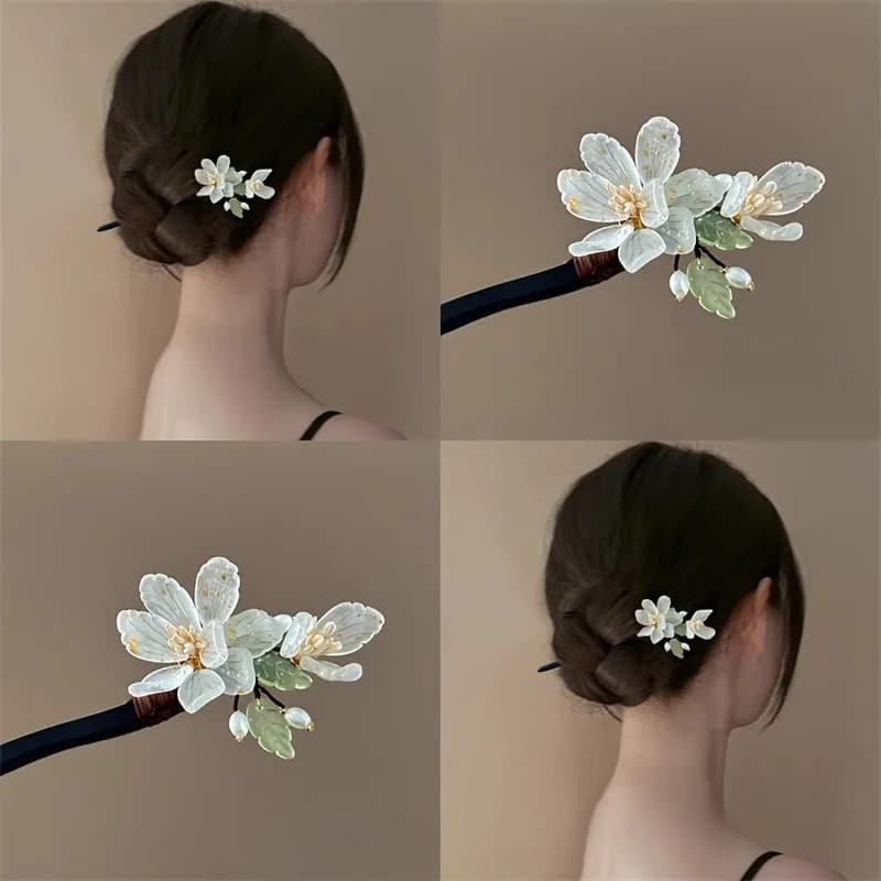 1PC New Chinese Magnolia Ball Shape Flower Braided Cloth Niche Backwood Hair Design Elegant Temperamento Cheongsam Copricapi
