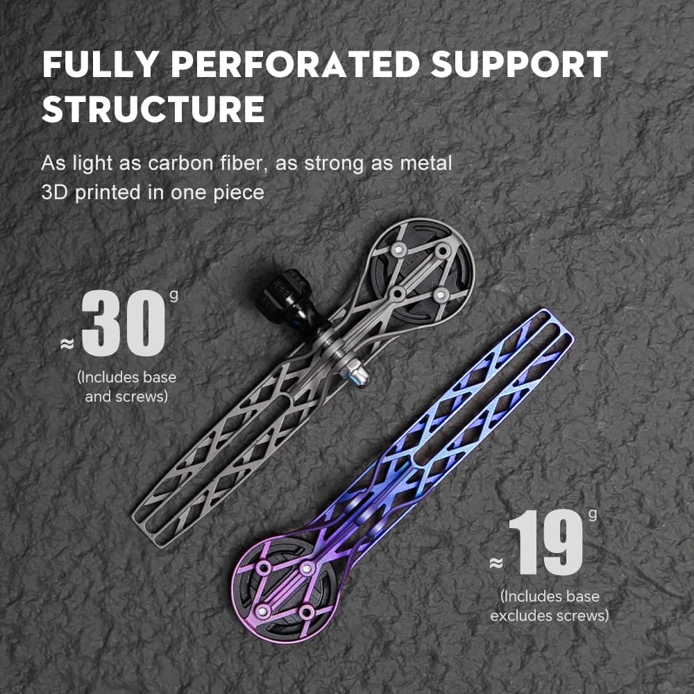 Supporto esteso per ciclocomputer in lega di titanio stampato in 3D, supporto per cellulare da bicicletta, supporto per bici, attacco Wahoo Garmin