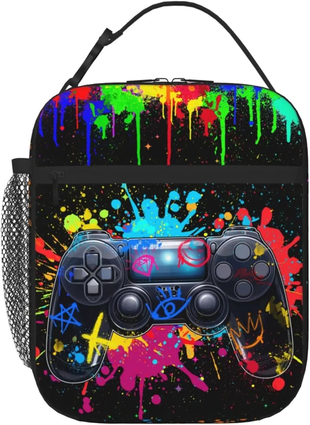 Borsa per il pranzo per videogiochi per ragazzi Borsa per il pranzo per gamepad isolata Borsa per il pranzo riutilizzabile per il pranzo al sacco per il pranzo da gioco con regolazione