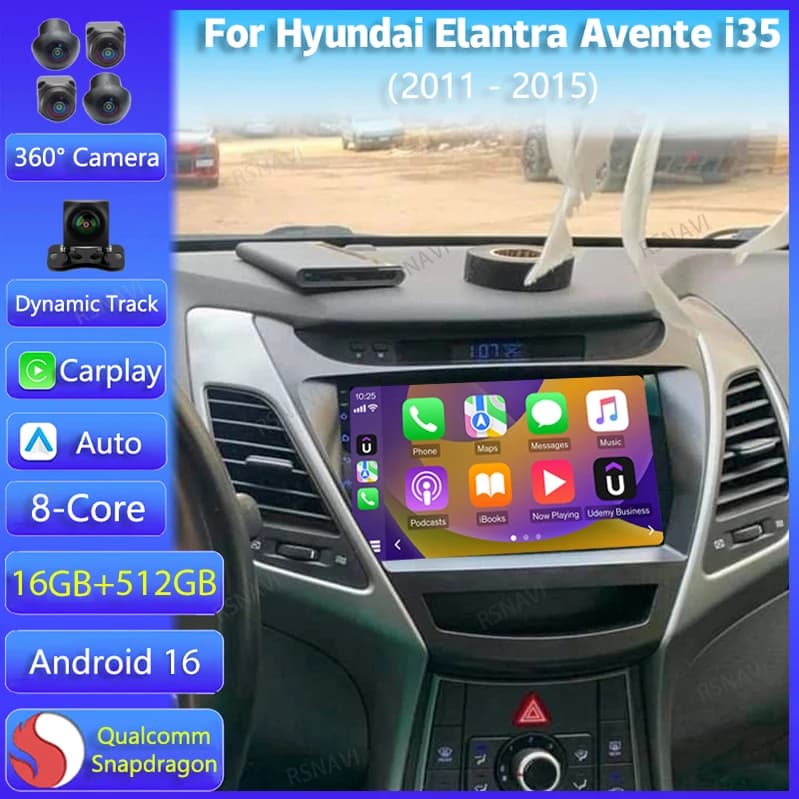 Android 15 Carplay Auto For Hyundai Elantra I35 2011 2012 2013 2014 2015 Autoradio Multimedial GPS player WIFI + 4G BT 2 Din Stereo