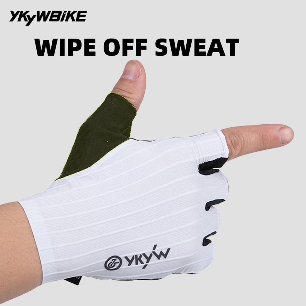 YKYWBIKE XRD Hand Pad Guanti da ciclismo Mezze dita Estate Poron Aerodinamico a strisce 3D a nido d'ape MTB Bicicletta da strada Guanto da bici