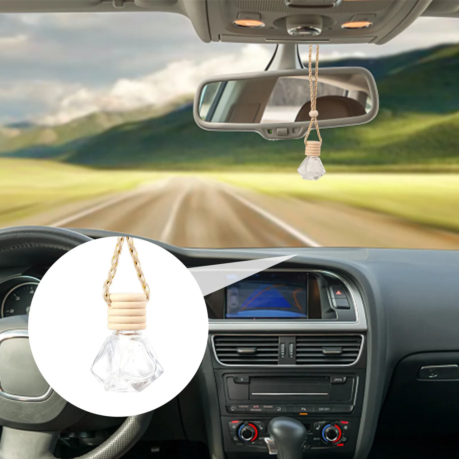 Set di 6 Bottiglie di Profumo di Lusso per Auto, Design in Vetro Trasparente, per Auto, Casa, Ufficio, Armadio, Aromaterapia, Deodorante per Ambienti