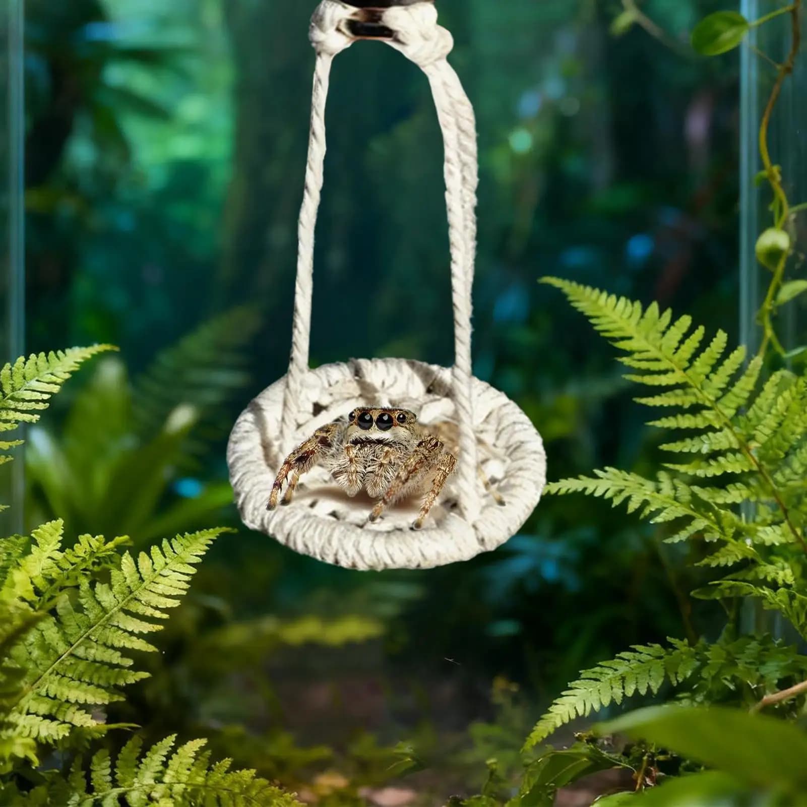 Jumping spider rope bridges 2 pieces Natural cotton horn swing Jumping spider accessories for camping walks Daily travel