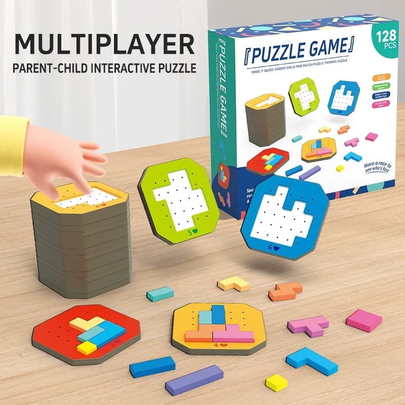 Gioco Puzzle Geometrico Colorato per 2 Giocatori, Gara di Velocità, Giocattolo Educativo Interattivo Genitore-Figlio per Bambini, Allenamento del Pensiero Logico