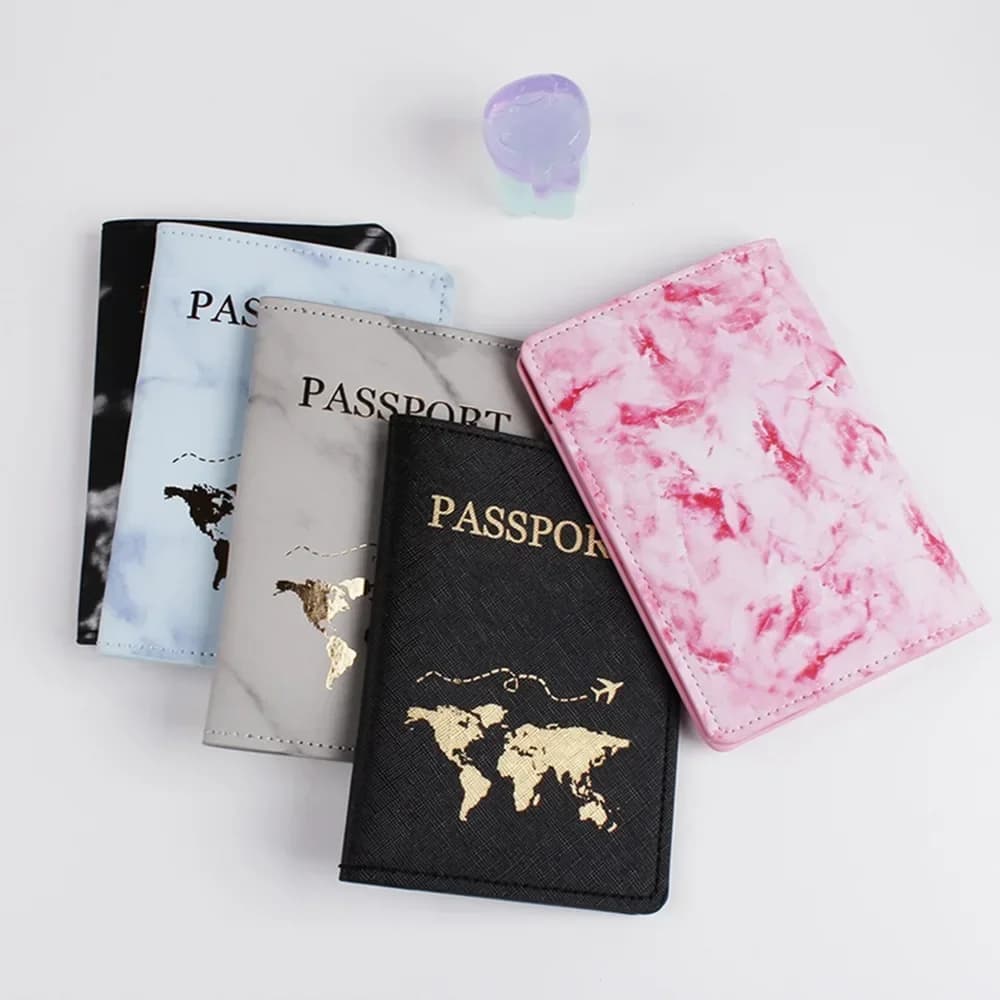 Custodia per passaporto da viaggio stile marmo Custodia per passaporto in pelle PU ID carta di credito Porta passaporto Portafoglio Borse Borsa per donna Uomo